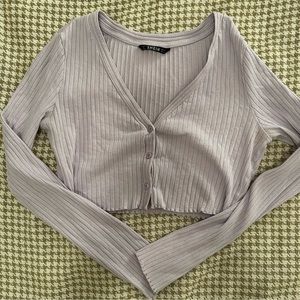 Lilac Long-Sleeve Crop-Top